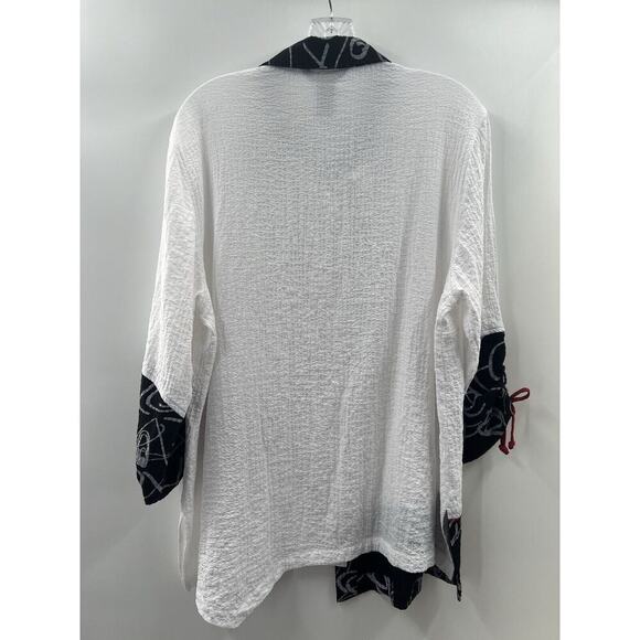 Ali Miles Women’s 3/4 Ruched Sleeve Button Up Puckered Fabric Top Size Large - Picture 7 of 9